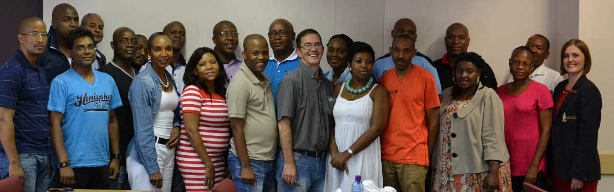Dr Paul Smit (centre), course leader, with delegates from the National Youth Development Agency (NYDA) who attended the course in Disciplinary Enquiries at the Workplace.
