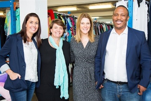 At the Clothing Bank’s Durban branch launch were from left: Mr Price Group’s Kim Burgess, The Clothing Bank’s CEO Tracey Chambers and Operations Head, Tracey Gilmore, and Woolworths Group specialist BEE and ED Procurement, Litha Kutta. Photo credit: Mr Price Group