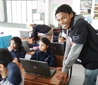 A teacher from the Cape Town Science Centre in a classroom during the Africa Code Week pilot.