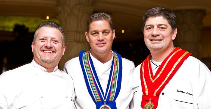 From left to right is David Keir, group executive chef and Stephen Billingham, president of the South African Chef's Association, Nicholas Froneman, executive chef at The Palace of the Lost City