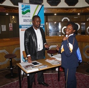 A learner getting information during the Tourism Career Expo in Taung