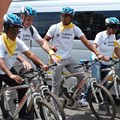 Morne du Plessis (CEO of WWF South Africa ) with EcoMobility supporters and Maps Maponyane cycling their way to the finish line