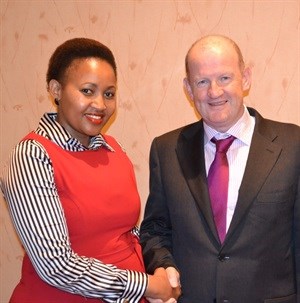 Cindy Dibete, chairman of SAIPA, with Brian Purcell, president of CPA Ireland.