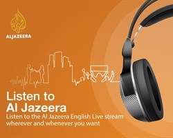 Al Jazeera's audio app provides access to a live audio stream