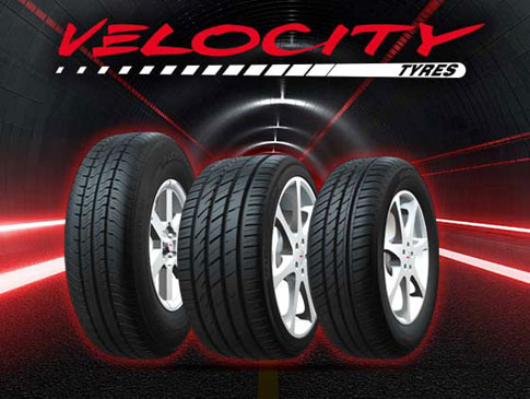 Velocity tyres shown from left to right; Raptor Van 2, Speed Max and the Reacta