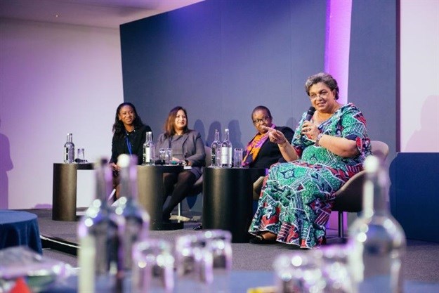 Ghana's Foreign Affairs Minister Hannah Tetteh emphasises a point during the session discussing how African women are &quot;Changing the game and changing the future&quot;. Other Panelists from left to right are: Mareme Mbaye Ndiaye - MD Ecobank Rwanda; Bineta Diop - Africa Union Special Envoy on Women, Peace and Security; and Razia Khan - Chief Economist, Africa at Standard Chartered Bank