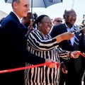 CEO of Implats, Terence Goodlace; minister of science and technology Honourable Minister Naledi Pandor and premier of Gauteng, David Makhura, launch the new prototype fuel cell forklift and hydrogen refuelling station