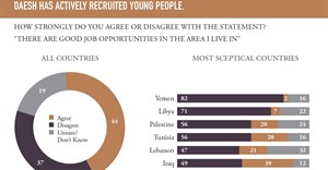 Fewer than half of Arab youth believe there are good job opportunities avaialble to them.
