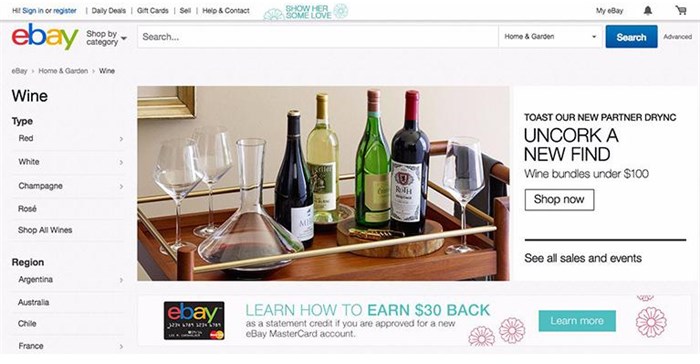 eBay uncorks online wine shop