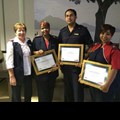 Life Groenkloof's nursing manager, Manda Oelofs with RN Magdeline Pitso, RN Leo Thomas and RN Dieketseng Seemela, who received “Great 100 Nurses” at a Life Healthcare award function.