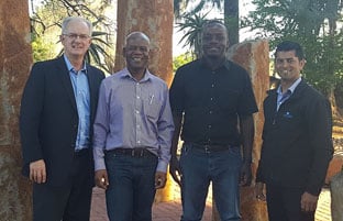 Sealing the deal for Pyrotec PackMark’s Botswana distributor is Rowan Beattie, Pyrotec’s Managing Director; Victor Maunze, IK&N’s owner; Farai Zinyama, IK&N’s sales and technical manager; and Brandon Pearce, Pyrotec PackMark’s General Manager.