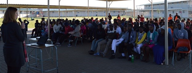 Jacqui Good, ERM marketing manager presenting to the Kaalfontein Secondary School learners