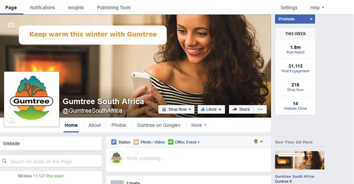 Gumtree's Facebook page
