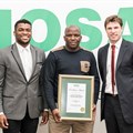 Recipient of the NOSA award in the middle, Vuyani Mtati, SHEQ Manager PE, received six awards.