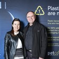 Cheri Scholtz, PETCO CEO, and Casper Durandt, Technical Manager of Coca-Cola South Africa, at the PETCO awards ceremony. Coca-Cola South Africa received the ‘Designed for Recycling’ award for their extensive range of bottles that have been designed with recycling in mind. [Photo Credit: Dominic Barnardt]