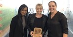 Ferreira (R) with Shivani Naidoo from Vodacom's digital retail marketing and Alicia Kruger from Vodacom's digital brand marketing, with their #Creative award from Twitter for the Summer 2015 Flock to Unlock campaign.