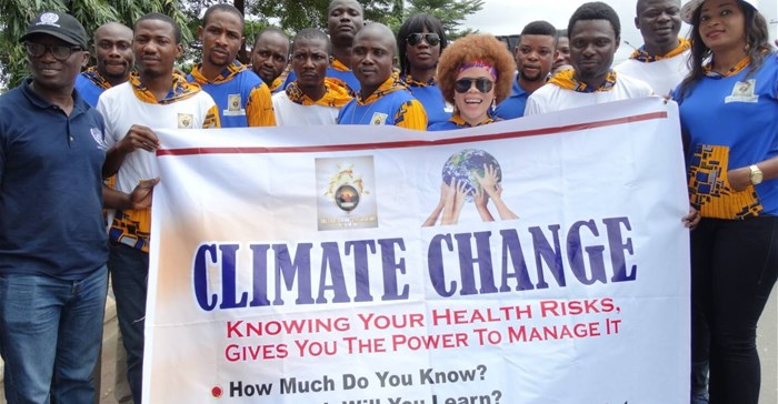 Celebrities march through Lagos streets in support of a climate change awareness campaign