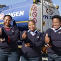Engen women drivers at Langlaagte Depot: Palesa Modiselle, Tebogo Sekowe and Nomagugu Dlamini