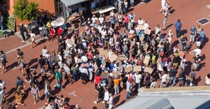Protesters occupying The Old Biscuit Mill. Photo: Ashraf Hendricks