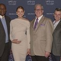 L-R: Dr Khotso Mokhele, chancellor of the UFS, Rolene Strauss, Miss World 2014 and patron of the Mother and Child Academic Hospital, Prof André Venter, head of the department of paediatrics and child health, and Dr Riaan Els, CEO of the Fuchs Foundation South Africa. Photo: Charl Devenish