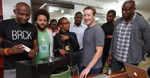 Pictured from left: Eric Thimba and Porgie Gachui, co-founders of Mookh; Wandia Gichuru, CEO, and Makena Mutwiri, head of Marketing of Vivo Active Wear; Mark Zuckerberg, Ime Archibong, Emeka Afigbo of Facebook; Edna Kwinga, HR officer, and Marie Amuti, UX designer of Twiga Foods.