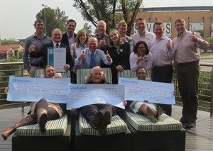 A happy occasion - City Lodge Hotel Group staff members and representatives of the Cancer Association of South Africa, the Hospice Palliative Care Association of South Africa and Food & Trees for Africa celebrating the donation of R430,000 by the hotel group on behalf of its guests.