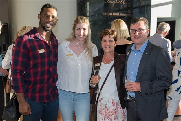 Attending The Citadel opening, from left: Springbok rugby player Siya Kolisi and his wife Rachel Kolisi, and Catherine and Jonathan Horn.