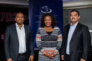 Xolile George, CEO of SALGA; Deputy AG, Tsakane Ratsela; and Roger Jardine, Primedia Group CEO