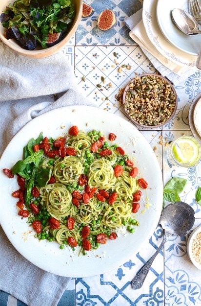 Winning dish: Dianne Bibby's nutrient-dense green pesto pasta