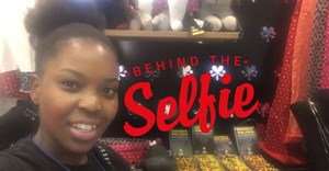Mokoena in the Goodbye Malaria store at OR Tambo airport, which features Shweshwe pyjama pants, hats and bowties as well as handmade teddies, bracelets and more...
