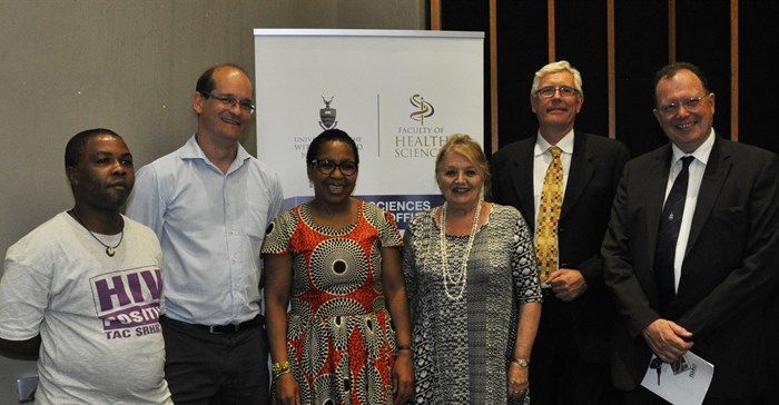 Anele Yawa, general secretary of the Treatment Action Campaign; Francois Venter, deputy executive director of the Wits reproductive health and HIV institute; Qedani Mahlangu, Gauteng MEC for health; Beverley Kramer, assistant dean: research & postgraduate support; Ian Sanne, director of Wit's clinical HIV research unit and Martin Veller, dean of the faculty of Health sciences at Wits.