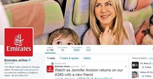 Emirates Twitter Page Leveraging off Jennifer Aniston brand association