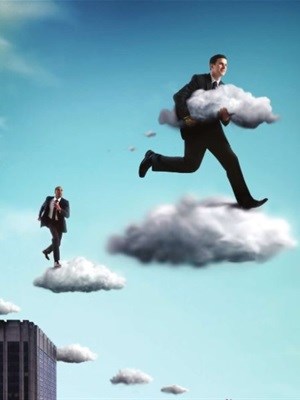 Three signs that say &quot;Let's do analytics in the cloud&quot;