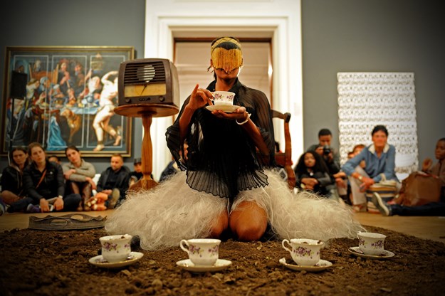Sethembile Msezane- ‘Excerpts form the Past’. Photo courtesy of Institute for Creative-Arts