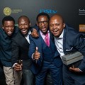 Client Joel Churcher, vice president and GM of BBC Worldwide Africa; with The Odd Number’s art director Zamani Xolo; senior copywriter Bonginkosi Luvuno; managing director Xola Nouse; and creative director Sibusiso Sitole on the Loeries 2016 red carpet.