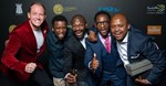 Client Joel Churcher, vice president and GM of BBC Worldwide Africa; with The Odd Number's art director Zamani Xolo; senior copywriter Bonginkosi Luvuno; managing director Xola Nouse; and creative director Sibusiso Sitole on the Loeries 2016 red carpet.