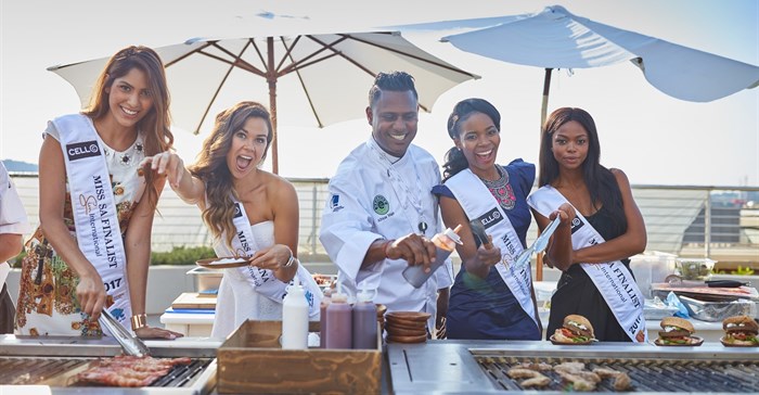 Ronald Ramsamy, Group Executive Chef at Sun International with some of the Miss SA finalists copy