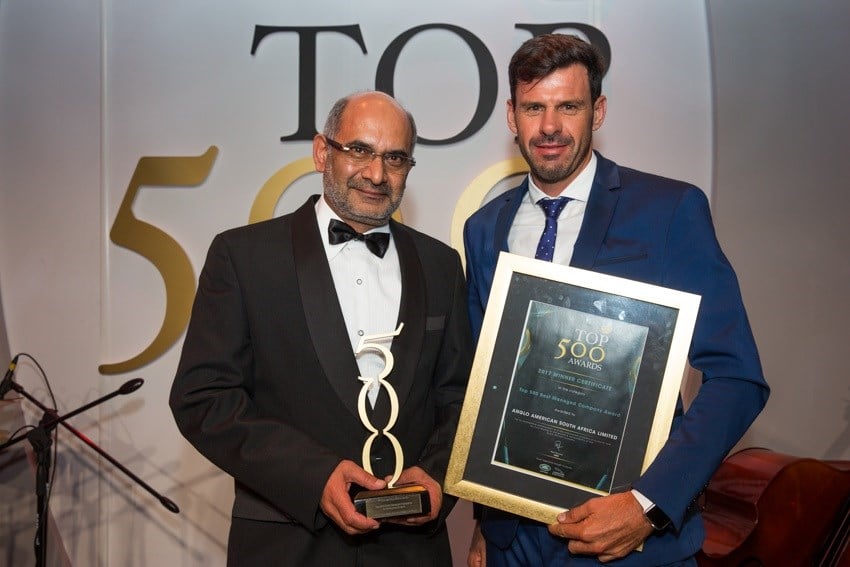 Anglo American South Africa awarded Best Managed Company at Top 500 Awards