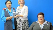Nursing manager Mercia Rix (left) received the award on behalf of Mediclinic Durbanville management from COHSASA CEO Jacqui Stewart. With them is the General Manager of the hospital, Christine Taylor.