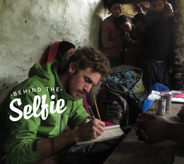 Technically not a selfie, here is Heistein in a makeshift boardroom, studying sustainable development in rural Nepal.