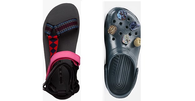 Christopher Kane's Crocs and Prada's Teva style sandal.