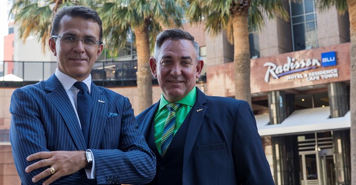 Marc Descrozaille of the Rezidor Hotel Group and Desmond O'Connor of the Radisson Blu Hotel & Residence Cape Town