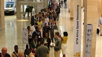 Exhibitors queuing to meet with buyers at one of the highly sought-after speed networking sessions that grew from 110 to 165 tables this year.