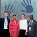 Graça Machel, with (left to right) Trialogue MD Nick Rockey and Trialogue directors Cathy Duff and Vusi Khoza.