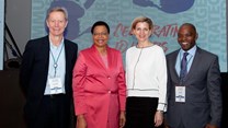 Graça Machel, with (left to right) Trialogue MD Nick Rockey and Trialogue directors Cathy Duff and Vusi Khoza.