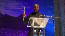 Thebe Ikalafeng, brand and reputation expert, at 2017 African Utility Week