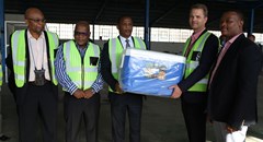 L to R: Eastern Cape Development Corporation Board chairperson Nhlanganiso Dladla, Buffalo City Metro Executive Mayor Xola Phakathi, MEC for economic development, environmental affairs and tourism Sakhumzi Somyo, Massmart group supplier development manager Von Stander and Ikusasa Green MD Thami Gxowa.