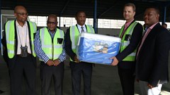L to R: Eastern Cape Development Corporation Board chairperson Nhlanganiso Dladla, Buffalo City Metro Executive Mayor Xola Phakathi, MEC for economic development, environmental affairs and tourism Sakhumzi Somyo, Massmart group supplier development manager Von Stander and Ikusasa Green MD Thami Gxowa.