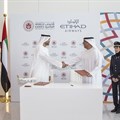 His Excellency Mohamad Mubarak Al Mazrouei, Chairman of the Etihad Aviation Group board (left) and His Excellency Mohamad Abdulla Al Junaibi, Chairman of the Higher Committee of the Special Olympics World Summer Games
