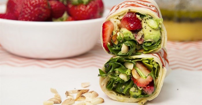 Strawberry and spinach wraps
